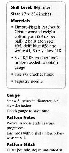 Vintage Crochet Pattern Patriotic American Flag Area Rug or Wall Hanging 17x25 PDF Instant Digital Download 4th of July 10 Ply