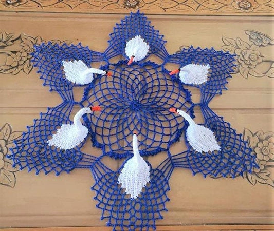 Vintage Crochet Patterns Swan Doily PDF Instant Digital Download  Dresser Table Decor Centerpiece 2 Sizes Cotton Thread