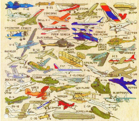 Vintage Cross Stitch Patterns Mini Aircraft Airplanes Motifs PDF Instant Digital Download Embroidery 45 Planes Jets Helicopters A1