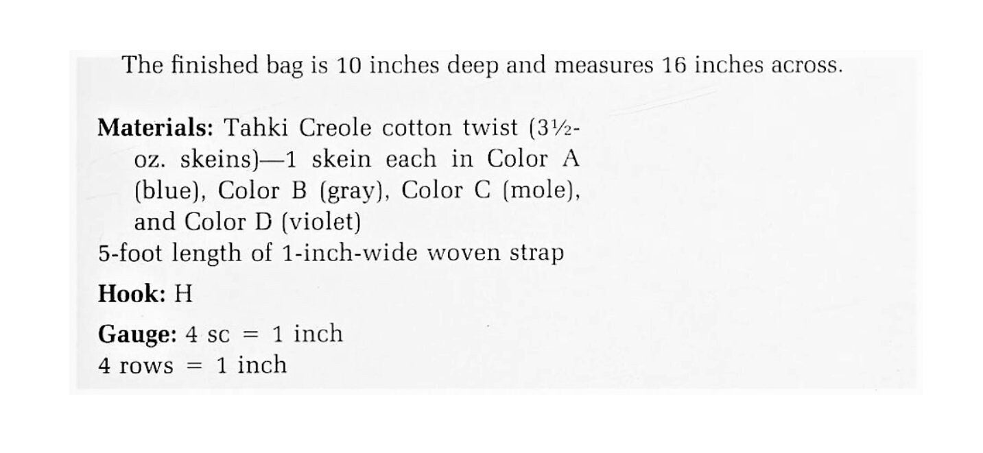 Vintage Crochet Pattern 16" Large Striped Shopping Tote Round Cotton Bag PDF Instant Digital Download 10 Ply
