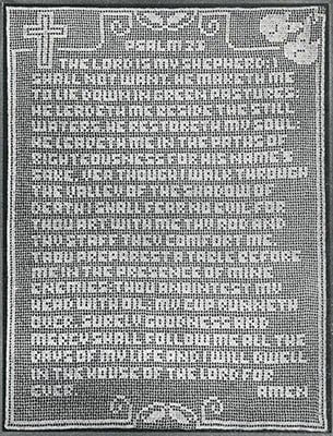 Vintage Filet Crochet Pattern 23rd Psalm 23 Prayer Panel or Wall Hanging PDF Instant Digital Download The Lord Is My Shepherd
