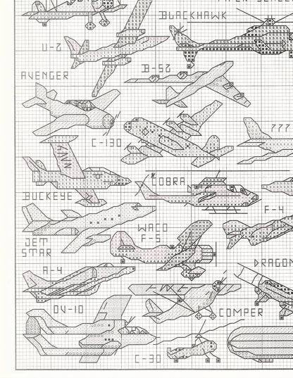 Vintage Cross Stitch Patterns Mini Aircraft Airplanes Motifs PDF Instant Digital Download Embroidery 45 Planes Jets Helicopters A1