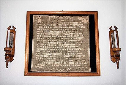 Vintage Filet Crochet Pattern 23rd Psalm 23 Prayer Panel or Wall Hanging PDF Instant Digital Download The Lord Is My Shepherd