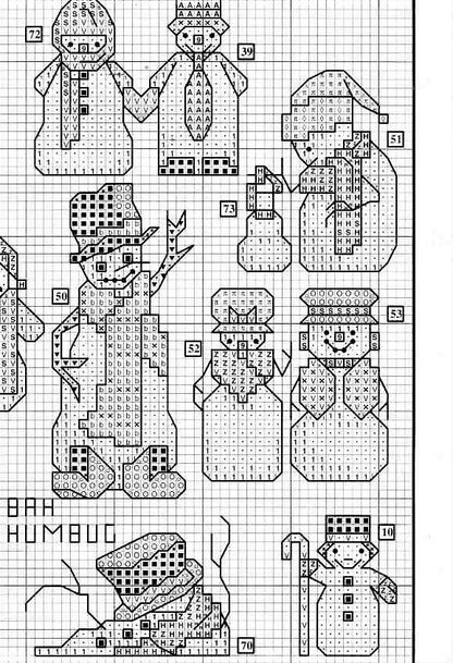 Vintage Cross Stitch Patterns Mini Snowmen Motifs PDF Instant Digital Download Embroidery 70 Winter Snowpeople Designs A1
