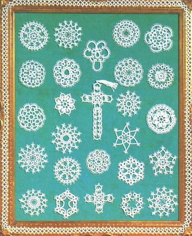 Vintage Tatting Patterns For Beginners Pattern Christmas Snowflakes Crosses Edging PDF Instant Digital Download Crochet Cotton Lace