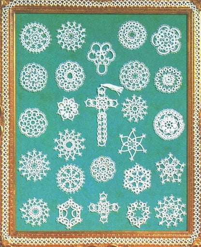 Vintage Tatting Patterns For Beginners Pattern Christmas Snowflakes Crosses Edging PDF Instant Digital Download Crochet Cotton Lace