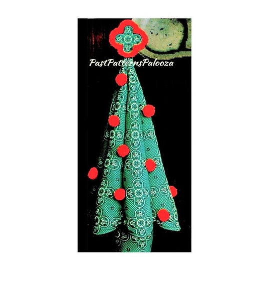 Vintage Sewing Pattern Retro Calico Christmas Tree Soft Sculpture Centerpiece PDF Instant Digital Download Table Decor Pompom Ornaments E1