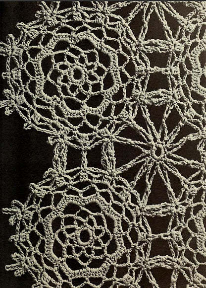 Vintage Crochet Pattern Classic Doily Motif Table Runner Centerpiece PDF Instant Digital Download Merc Cotton Thread No. 20 9x30