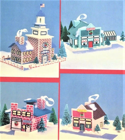 Vintage Plastic Canvas Patterns Christmas Village No. 1 PDF Instant Digital Download Holiday Town Shops Fire Station Courthouse 7 Mesh
