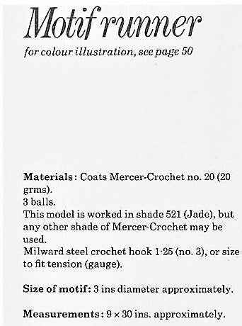 Vintage Crochet Pattern Classic Doily Motif Table Runner Centerpiece PDF Instant Digital Download Merc Cotton Thread No. 20 9x30