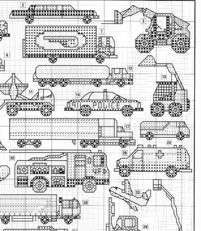 Vintage Cross Stitch Patterns Mini Work Vehicles Motifs PDF Instant Digital Download Embroidery 50 Trucks Machines Boats Planes Designs A1