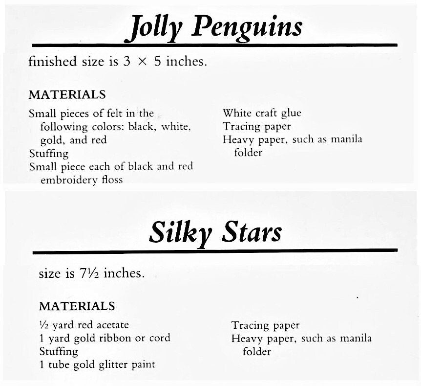 Vintage Sewing Pattern Felt Fabric Christmas Penguins Happy Stars Ornaments PDF Instant Digital Download Cute Holiday Tree Trim