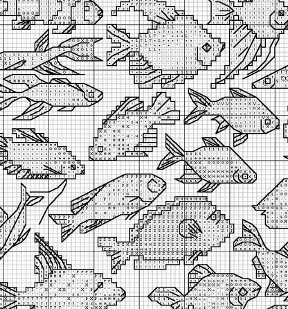 Vintage Cross Stitch Patterns Tropical Fish Motifs PDF Instant Digital Download Embroidery Exotic Marine Reef Fish Designs