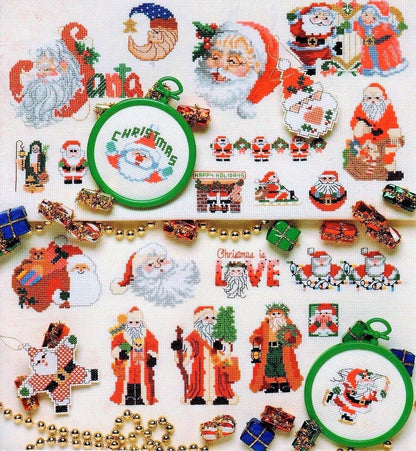Vintage Cross Stitch Patterns Santa Claus Father Christmas St. Nick Motifs PDF Instant Digital Download Holiday Embroidery Needlepoint