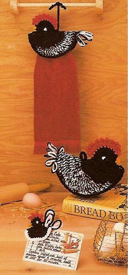 Vintage Crochet Pattern Country Chicken Sheep Lamb Kitchen Sets PDF Instant Digital Download Towel Holder Potholders Pot Holders 10 Ply
