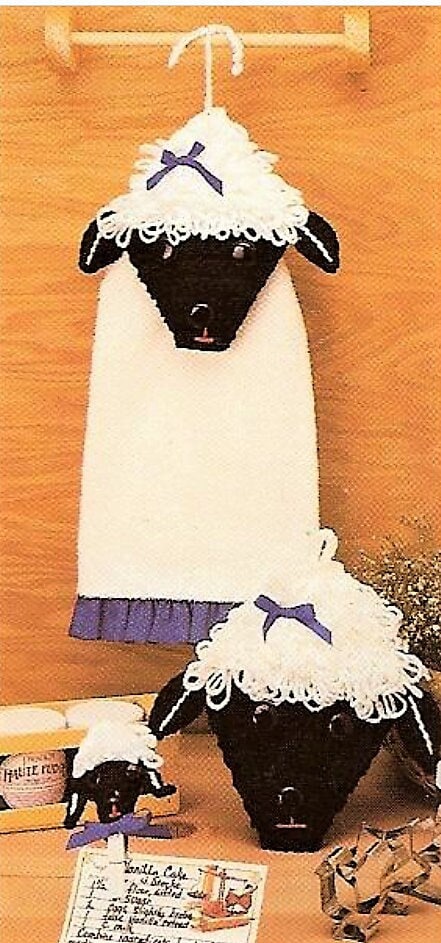 Vintage Crochet Pattern Country Chicken Sheep Lamb Kitchen Sets PDF Instant Digital Download Towel Holder Potholders Pot Holders 10 Ply