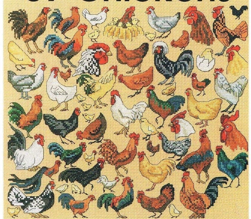 Vintage Cross Stitch Patterns Mini Chickens Motifs PDF Instant Digital Download Embroidery 59 Hen Rooster Farm Fowl Designs A1