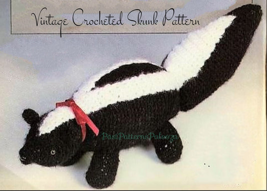 Vintage Crochet Pattern 15" Skunk PDF Instant Digital Download Crocheted Pet Skunk Amigurumi Plush Stuffed Soft Toy Realistic Animal 3 Ply