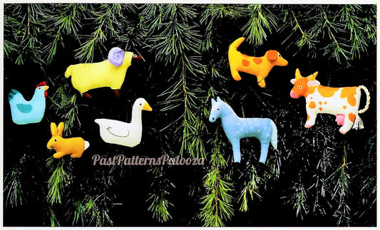 Vintage Christmas Sewing Pattern Barnyard Animal Ornaments Quilted Cotton Fabric PDF Instant Digital Download Tree Wreath Table Decor