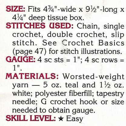 Vintage Crochet Tissue Box Cover Pattern Sofa Couch PDF Instant Digital Download Novelty Tissue Topper Holder in 4-Ply 10"