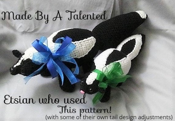 Vintage Crochet Pattern 15" Skunk PDF Instant Digital Download Crocheted Pet Skunk Amigurumi Plush Stuffed Soft Toy Realistic Animal 3 Ply