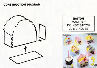 Vintage Plastic Canvas Patterns 3.5" Mini Cupcake and Ice Cream Treat Holder Baskets PDF Instant Digital Download Birthday Party Shower