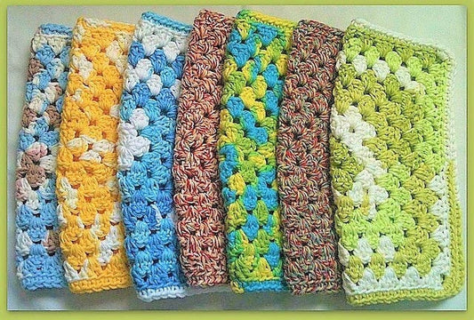 Vintage Dishcloth Patterns to Knit and Crochet 5 Designs PDF Instant Digital Download Granny Square Feather Fan Doily Style Dish Washcloths