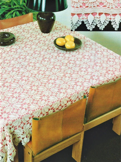 Vintage Crochet Pattern Lacy Leaf & Blossom Heirloom Tablecloth PDF Instant Digital Download Thread Lace Table Cover 83x83 Square