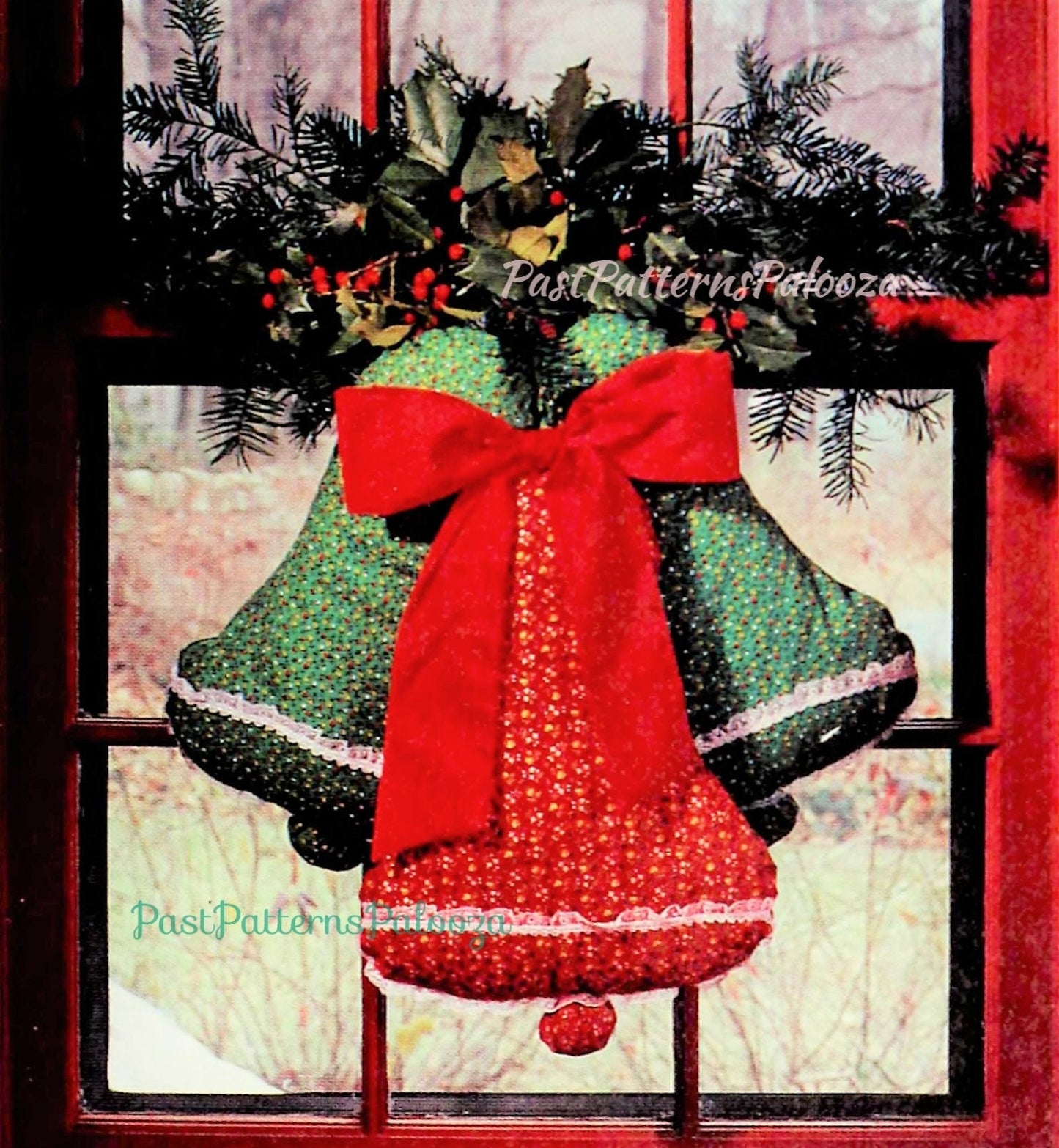 Vintage Sewing Pattern 18" Calico Christmas Bells Window Wall Door Hanging Plush Fabric  PDF Instant Digital Download Quick Easy Sew