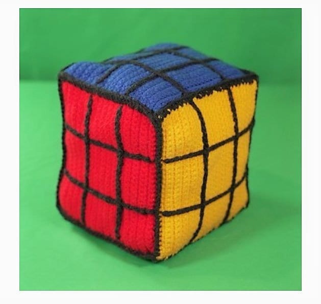 Vintage Crochet Pattern 8" Rubik's Cube Square Puzzle Pillow or Toy PDF Instant Digital Download Retro 1980s Plush Novelty Amigurumi 4 Ply