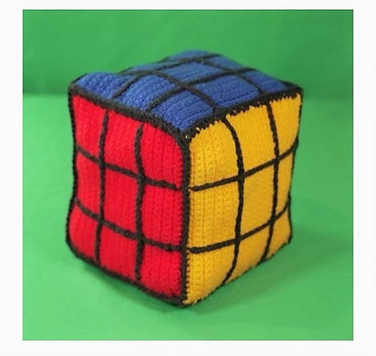 Vintage Crochet Pattern 8" Rubik's Cube Square Puzzle Pillow or Toy PDF Instant Digital Download Retro 1980s Plush Novelty Amigurumi 4 Ply