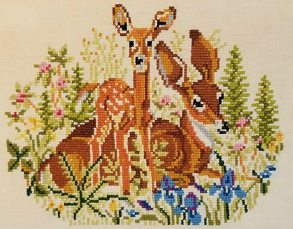 Vintage Cross Stitch Pattern Woodland Deer Family Stag Buck Doe Fawn PDF Instant Digital Download Embroidery Needlepoint Forest Animals 1942