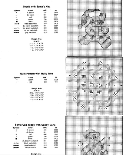 Vintage Cross Stitch Patterns 50 Mini Teddy Bear Christmas Ornaments PDF Instant Digital Download Classic Holiday Designs 2-3 Inch