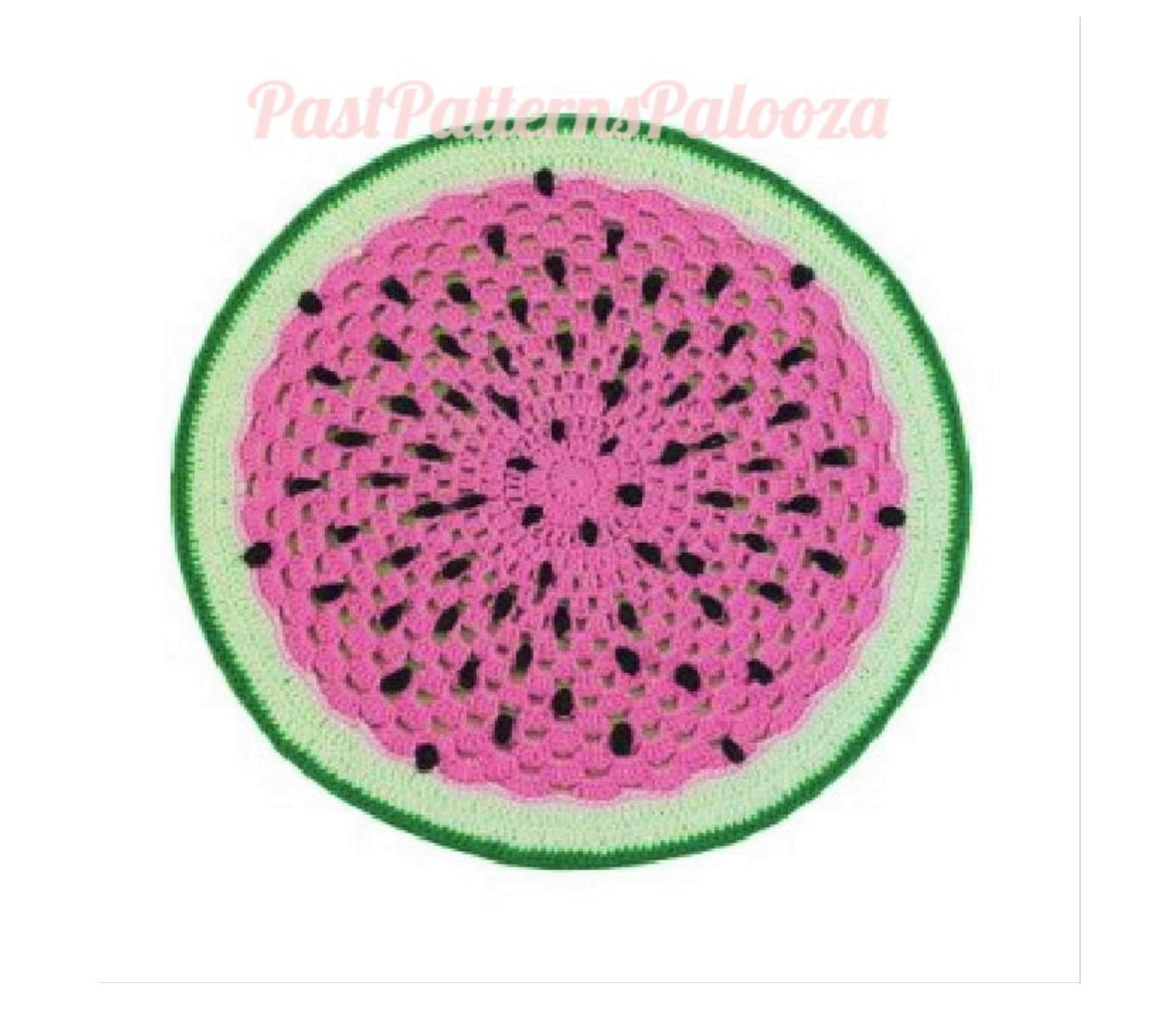 Vintage Crochet Pattern 8.5" Round Watermelon Doily Table Mat PDF Instant Digital Download Country Fruit Centerpiece Cotton Thread