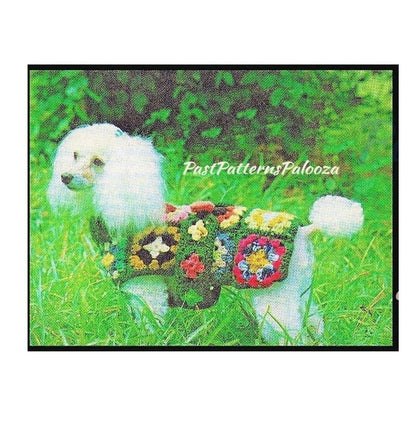Vintage Crochet Pattern Traditional Granny Square Belted Dog Sweater Coat PDF Instant Download Small Medium Large Sizes 4 Ply