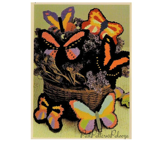 Vintage Plastic Canvas Pattern Pretty Butterflies Butterfly Ornaments or Gift Tags PDF Instant Digital Download Embroidered Designs