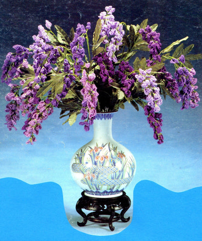 Vintage Crochet Pattern Wisteria Flowers PDF Instant Digital Download Artificial Floral Arrangement Bouquet