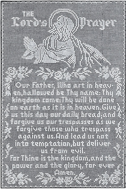 Vintage Filet Crochet Pattern The Lords Prayer Panel or Wall Hanging PDF Instant Digital Download Our Father Prayer Two Versions