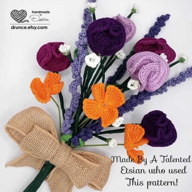 Vintage Crochet Pattern Roses & Sweet Peas Flowers PDF Instant Digital Download Artificial Wired Floral Arrangement Bouquet Crochet Cotton