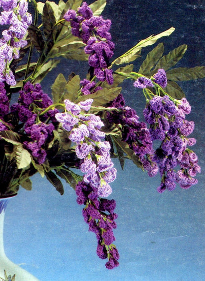 Vintage Crochet Pattern Wisteria Flowers PDF Instant Digital Download Artificial Floral Arrangement Bouquet
