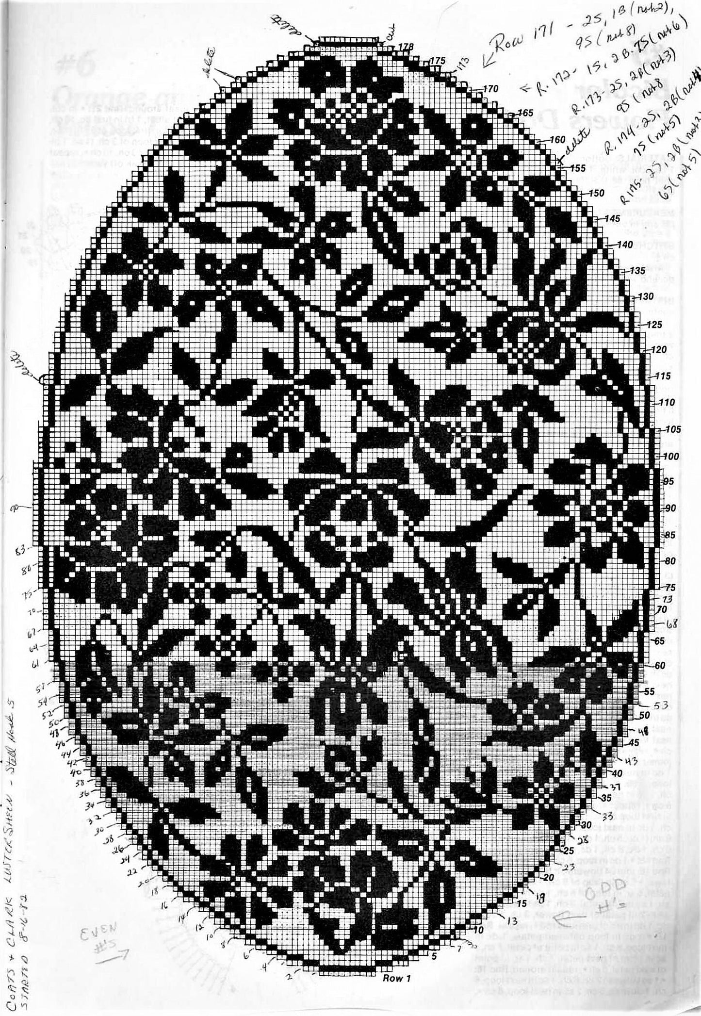 Vintage Filet Crochet Pattern Large 33" Flower Bouquet Doily Centerpiece Oval Table Mat PDF Instant Digital Download Net Stitch Springtime
