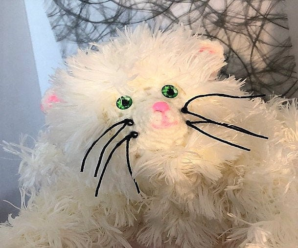 Vintage Crochet Pattern Three 7" Fluffy Kittens Amigurumi PDF Instant Digital Download Realistic Long Haired Kitty Cat Plush 10 Ply
