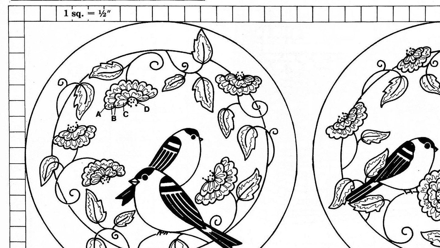 Vintage Crewel Embroidery Pattern 8" Goldfinch Birds Flowers Two Designs PDF Instant Digital Download Retro Little Yellow Birds