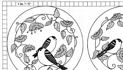 Vintage Crewel Embroidery Pattern 8" Goldfinch Birds Flowers Two Designs PDF Instant Digital Download Retro Little Yellow Birds