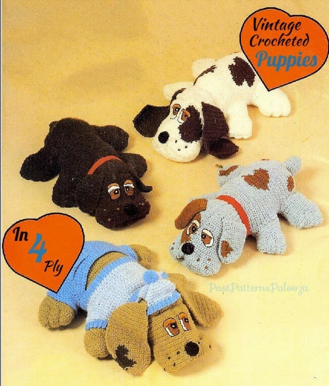 Vintage Crochet Pattern Large 18" Pound Puppies , Clothing and Accessories PDF Instant Digital Download Puppy Dog Amigurumi Soft Toys 4 Ply