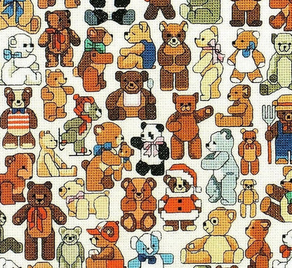 Vintage Cross Stitch Patterns Tons 'O Teddy Bears Motifs PDF Instant Digital Download Embroidery Mini Cute Toy Bear 57 Designs A1