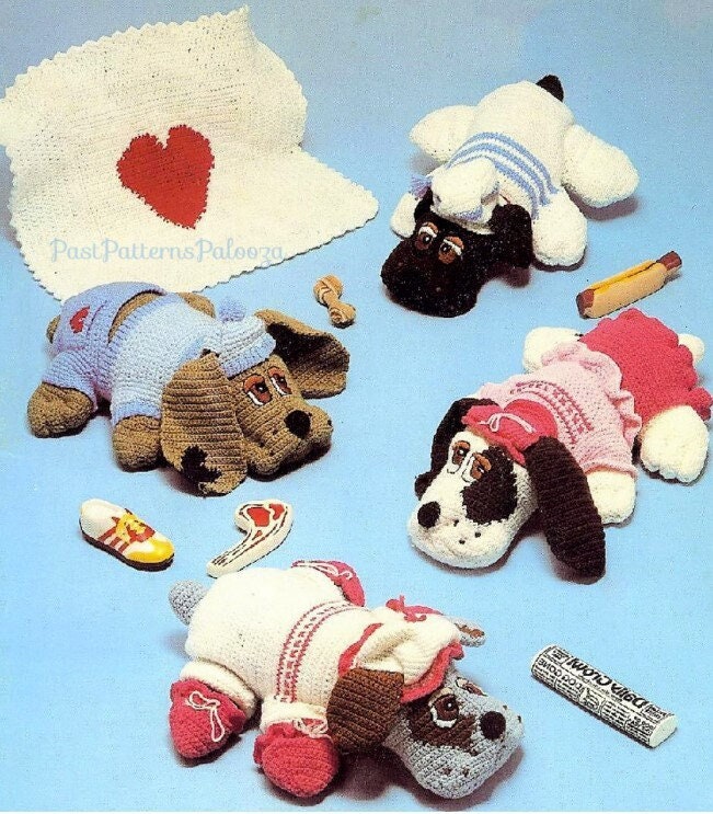 Vintage Crochet Pattern Large 18" Pound Puppies , Clothing and Accessories PDF Instant Digital Download Puppy Dog Amigurumi Soft Toys 4 Ply