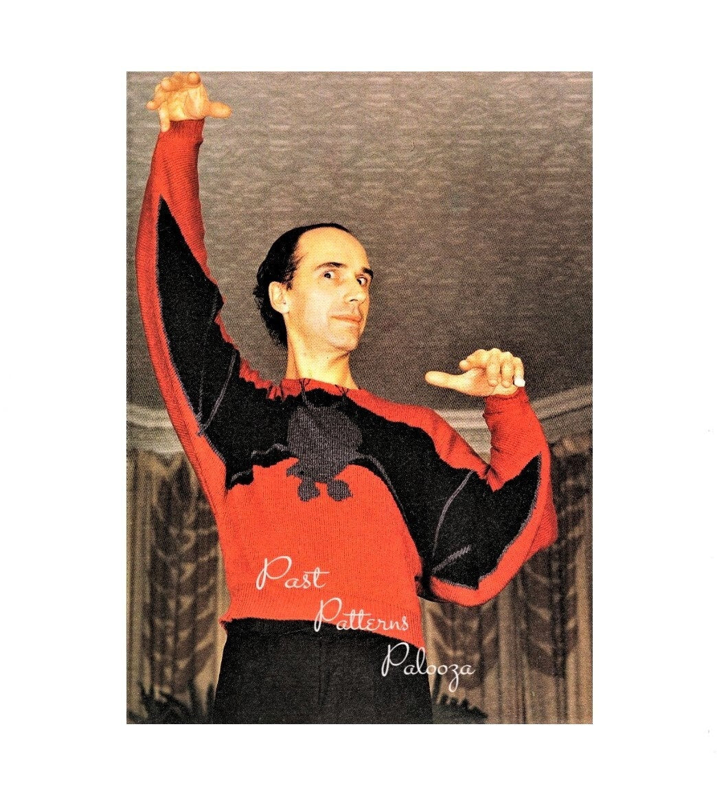 Vintage Knitting Pattern Bat Sweater PDF Instant Digital Download Womens Mens Adult Dolman Jumper 4 Ply
