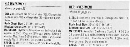 Vintage Knitting Pattern His & Hers Classic Cable Knit Cardigan Pullover and Vest Sweaters PDF Instant Digital Download Womens Mens Vests