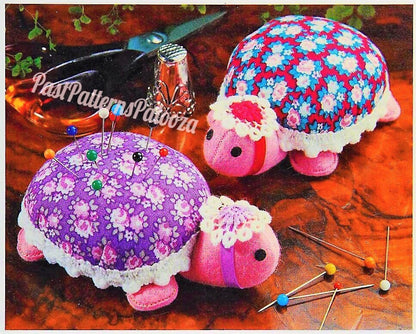 Vintage Sewing Pattern 3" Tiny Turtle Pin Cushions PDF Instant Digital Download Retro Tortoise Pincushions or Small Soft Toys